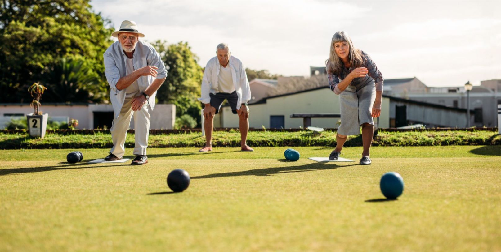 Group of lawn bowlers having fun Nanaimo Lawn Bowling Club